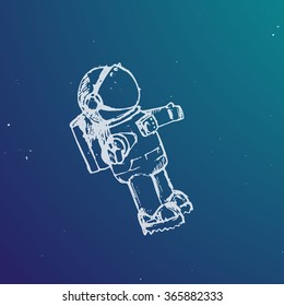  Vector illustration. Spaceman in a space in sketch style.