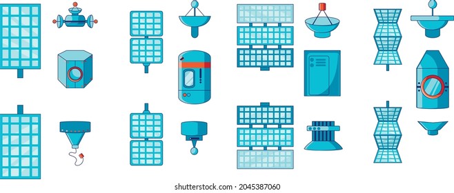 Vector illustration. spaceship, artificial satellite. sky, flight, technology, transport. item, can be assembled .set