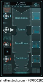 vector illustration of spaceship control panel . hud interface