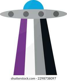 Vector illustration of a spaceship or flying saucer symbol of asexuality. Pride and asexual identification. Representation of asexual people. Diversity of sexuality.