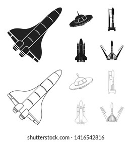 Vector illustration of spaceship and ship icon. Collection of spaceship and station vector icon for stock.