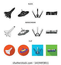 Vector illustration of spaceship and ship logo. Set of spaceship and station vector icon for stock.