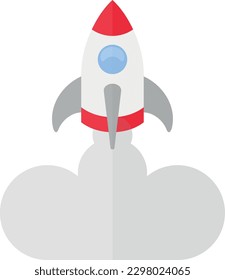 Vector illustration of a spaceship taking off. Rocket. Children's toy, space exploration.