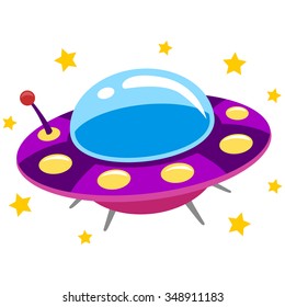 Vector Illustration of Spaceship UFO and Flying Saucer