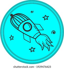 Vector illustration of spaceships and rockets. An idea for interior decoration, for drawing, for coloring books, for children's creativity.