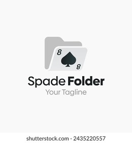 Vector Illustration for Spade Folder Logo: A Design Template Merging Concepts of a Folder and Spade Card Shape