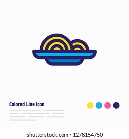 Vector illustration of spaghetti icon colored line. Beautiful eating element also can be used as noodles icon element.