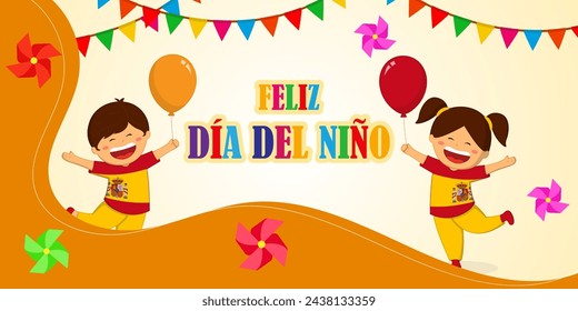 Vector illustration of Spain Children's Day social media feed template