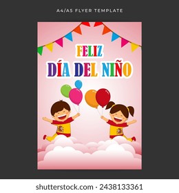 Vector illustration of Spain Children's Day social media feed A4 template