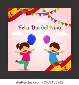 Vector illustration of Spain Children's Day social media feed template