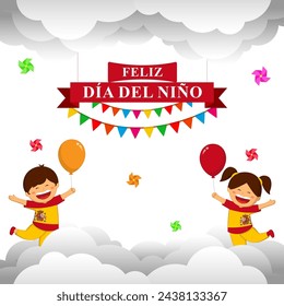 Vector illustration of Spain Children's Day social media feed template