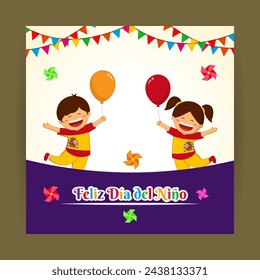 Vector illustration of Spain Children's Day social media feed template