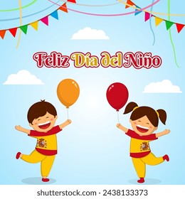 Vector illustration of Spain Children's Day social media feed template