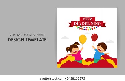 Vector illustration of Spain Children's Day social media feed template