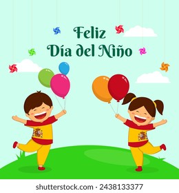 Vector illustration of Spain Children's Day social media feed template