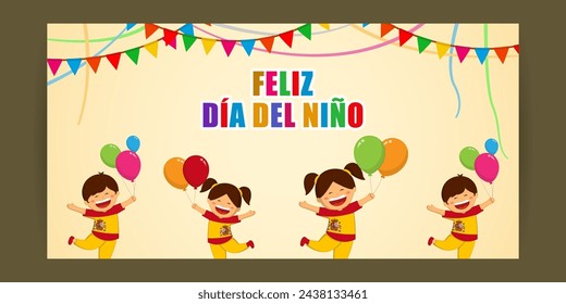 Vector illustration of Spain Children's Day social media feed template