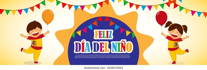 Vector illustration of Spain Children's Day social media feed template