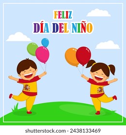 Vector illustration of Spain Children's Day social media feed template