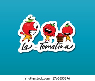 VECTOR ILLUSTRATION FOR SPAIN FESTIVAL LA TOMATINA , WRITTEN TEXT MEANS THE TOMATINA.