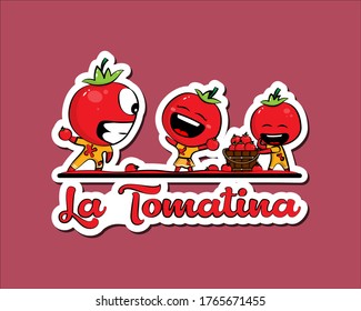 VECTOR ILLUSTRATION FOR SPAIN FESTIVAL LA TOMATINA , WRITTEN TEXT MEANS THE TOMATINA.