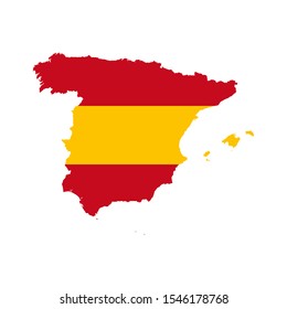 Vector illustration of Spain flag map. Vector map.