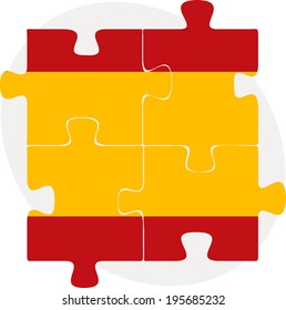 Vector illustration of Spain Flag in puzzle isolated on white background
