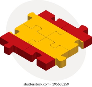 Vector illustration of Spain Flag in puzzle isolated on white background