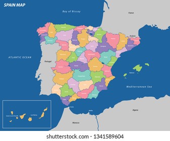 Vector Illustration Spain Map Stock Vector (Royalty Free) 1341589604 ...