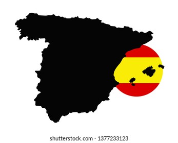 vector illustration of Spain map and flag