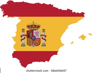 vector illustration of Spain map and flag