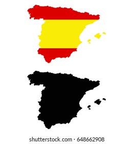 vector illustration of Spain map and flag