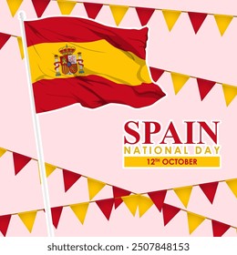 Vector illustration of Spain National Day social media feed template