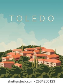 Vector illustration. Spain postcard, cover, poster, banner. Modern design. Tourism, travel.