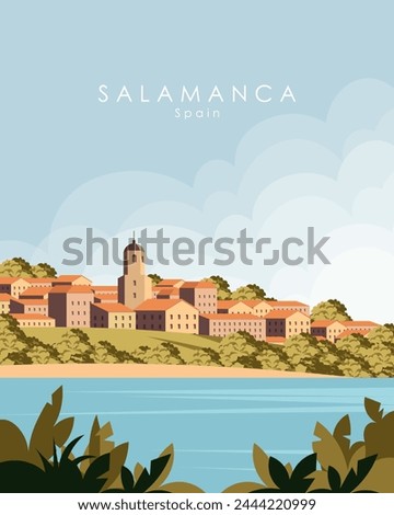 Vector illustration. Spain. Poster, banner, postcard design. Scenery. Tourism, travel.