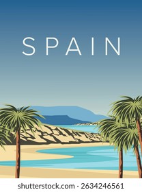 Vector illustration. Spain, travel poster, banner, postcard, cover. Modern design. Tourism.