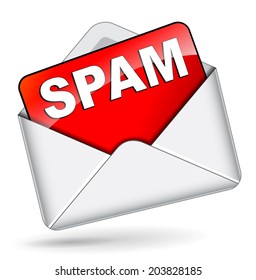 Vector illustration of spam envelope icon on white background
