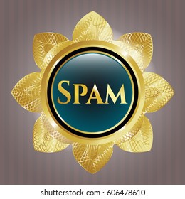 Vector Illustration of Spam gold shiny emblem
