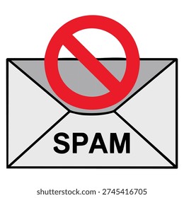 Vector illustration of spam mail icon symbolizing junk email electronic unsolicited messages and online security awareness