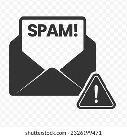 Vector illustration of spam messages icon in dark color and transparent background(PNG).