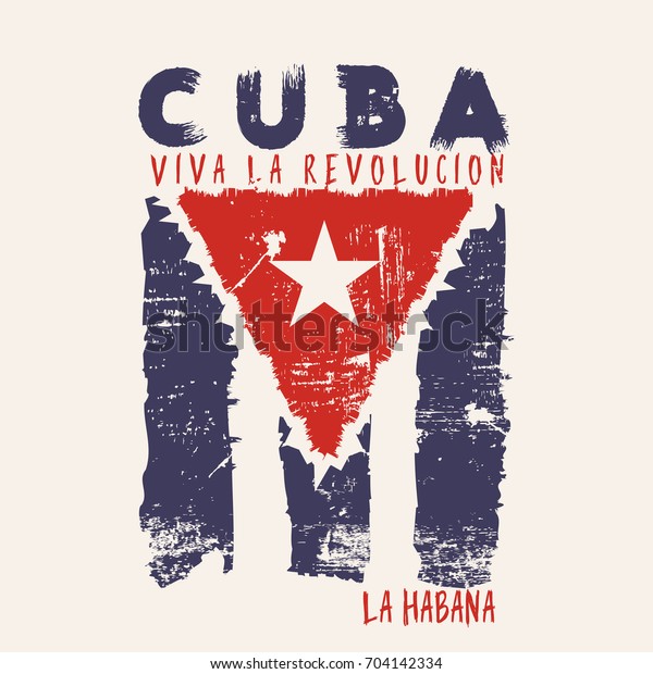 Vector\
illustration in Spanish on a theme of Cuba. Stylized Cuban flag.\
Grunge background. Vintage design. Typography, t-shirt graphics,\
print, poster, banner, slogan, flyer,\
postcard