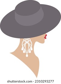 Vector Illustration of Spanish woman wearing hat and earring