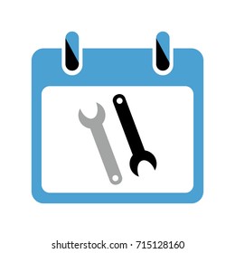 Vector illustration of a spanner. Icon with image of keys and calendar for application, website, infographics, business-orientations on white background