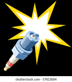 Vector illustration of a spark plug with flash. Multi-layered for easy editing. Hi-res jpg also available.