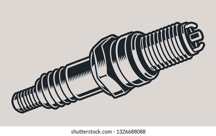 Vector illustration of a spark plug on the light background