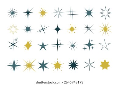 Vector Illustration of Sparkle Icon Set. Sparkle and Twinkle Icon Set on White Background