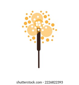 Vector illustration of a sparkler new year Christmas object isolated on white, bengal light icon