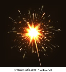 Vector illustration sparkler. New Year. Pyrotechnics. EPS 10
