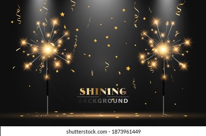 Vector illustration of sparklers on a transparent background.	
