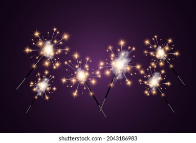 Vector illustration of sparklers on a transparent background.	
