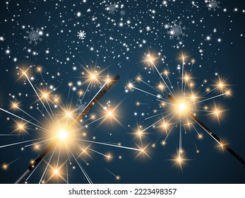 Vector illustration of sparklers on a transparent background.	
